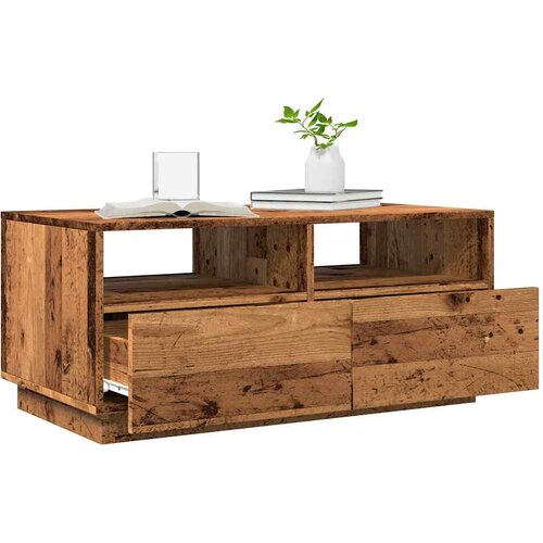  Stolić za kavu s LED svjetlima boja starog drva 90x49x40 cm Slike