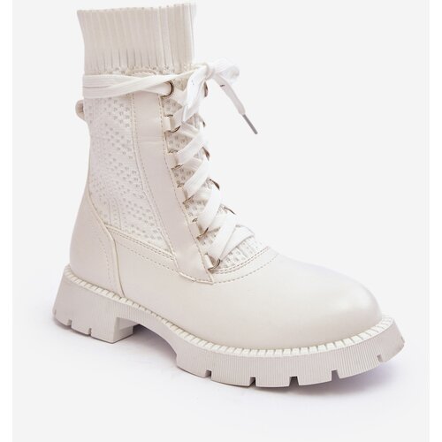 Kesi Women's boots with lace-up sock white Gentiana Slike