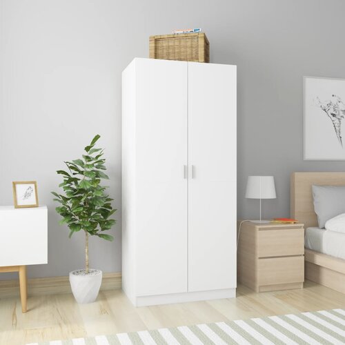  Garderobna omara bela 80x52x180 cm iverna plo&amp;scaron;ča Slike