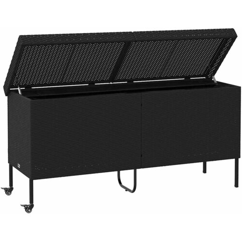  Vrtna kutija za pohranu s kotačima crna 160x55x75 cm poliratana Slike