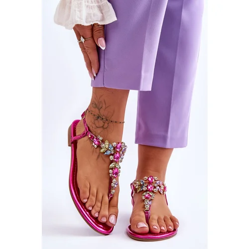 FB2 Women's Sandals Flip Flops With Stones Fuchsia Lenisa