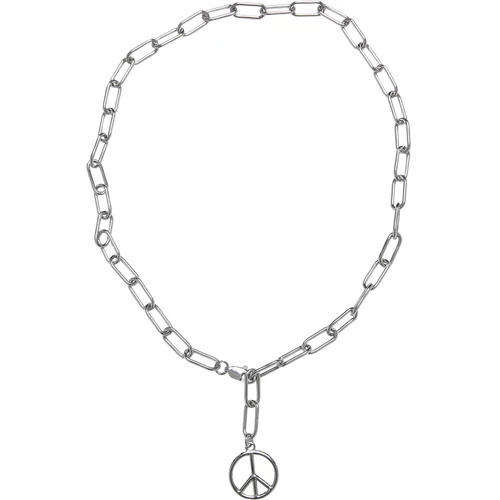 Urban Classics Accessoires Y Chain Peace Pendant Necklace silver