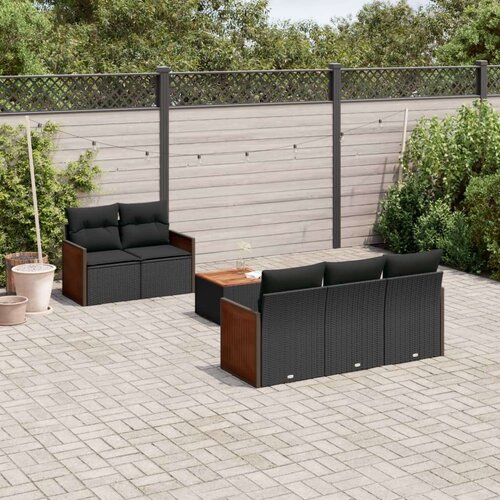  6-dijelni set vrtnih sofa s jastucima crni od poliratana Slike