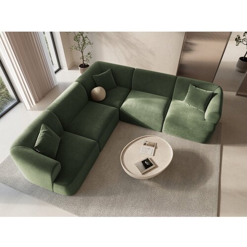 Cosmopolitan Design Zelena žametna kotna sedežna garnitura Campi &amp;ndash; Slike