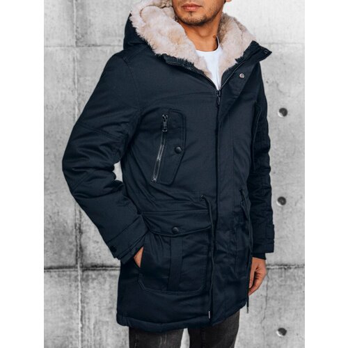 DStreet Men's winter parka jacket, navy blue, Slike