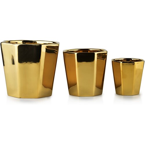 Mondex Neva Gold Komplet 3 cvetličnih loncev Xd: 16Xh14/D: 12,5Xh12/M: 8,5H9Cm, (21244600) Cene