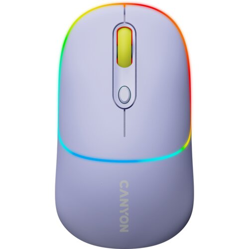 Canyon MW-22, 2 in 1 Wireless optical mouse with 4 buttons,Silent switch for right/left keys,DPI 800/1200/1600, 2 mode(BT/ 2.4GHz), 650mAh Li-poly battery,RGB backlight,Mountain lavender, ca Cijene