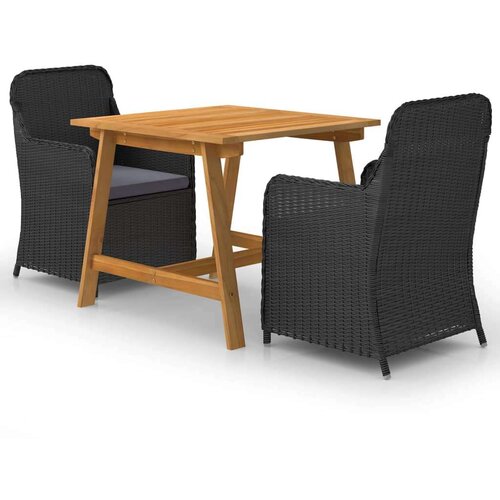  3-dijelni vrtni blagovaonski set crni Cijene