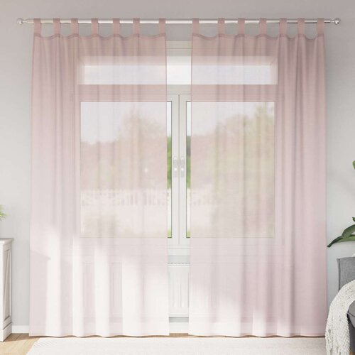 Voile zavjese s petljama 2 kom svijetlo ružičaste 140x245 cm Cene