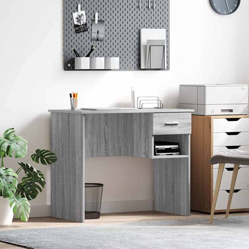  Stol s ladicama Siva Sonoma 90 x 49 x 75 cm Konstruirano drvo Cene