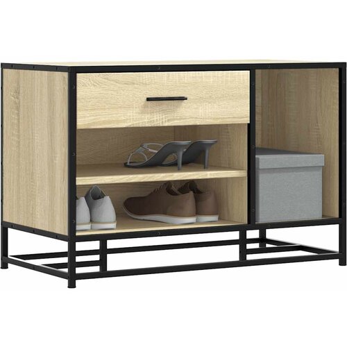 vidaXL Klop za čevlje sonoma hrast 80x40x53,5 cm inž. les in kovina Cene