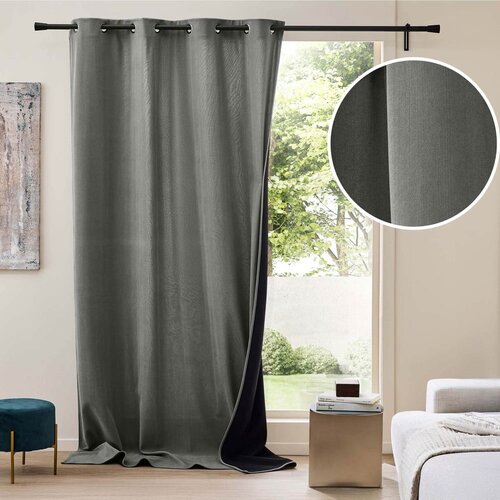 Douceur d int&amp;eacute;rieur Antracitno siva izolacijska zavesa iz rebrastega žameta 140x260 cm Madison &amp;ndash; Slike