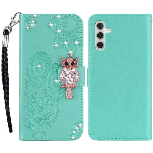 INORCO Za Samsung Galaxy A34 5G Rhinestone PU usnjeno stojalo, denarnica, ovitek za telefon z vtisnjeno rožo sove, ovitek za telefon, (22033746) Cene