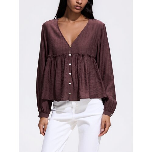 Reserved Bluza od mje&scaron;avine viskoze - smeđi Cijene