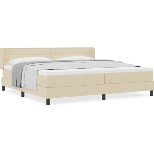  Krevet s uzglavljem u krem boji 200x200 cm tkanina Slike