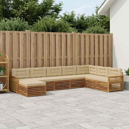 Set vanjskih sofa 8 kom. Prirodna i bež Čvrsto drvo akacije Cijene