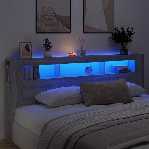  LED uzglavlje boja hrasta 220x18,5x103,5 cm konstruirano drvo Cijene