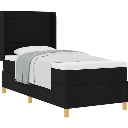 vidaXL Postelja z vzmetnico Črna 90x190 cm Tkanina, (22050462) Cene
