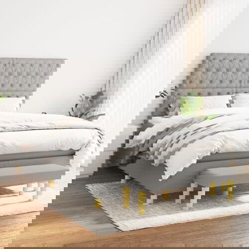 VidaXL Krevet s oprugama i madracem svjetlosivi 140x190 cm od tkanine Slike