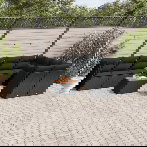 VidaXL 10-dijelni set vrtnih sofa s jastucima crni od poliratana Slike