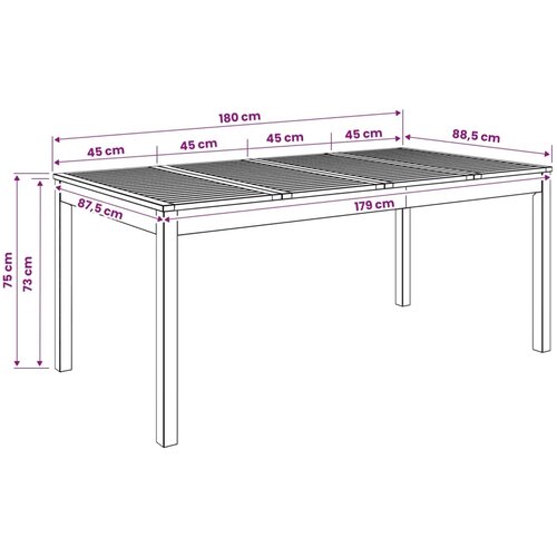  Stol za večeru u vrtu Bijela 180 x 88 5 x 75 cm - Bijela 180 x 88 5 x 75 cm Slike