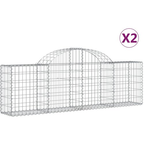  Lučne gabionske ko&amp;scaron;are 2 kom 200x30x60/80 cm pocinčano željezo Slike