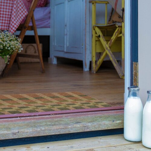 Artsy Doormats Predpražnik iz kokosovih vlaken 40x60 cm Pink and Blue Check &amp;ndash; Slike