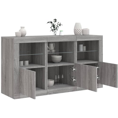 Komoda s LED svjetlima boja sivog hrasta 123x37x67 cm Siva Slike