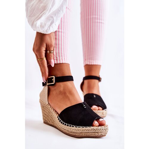 PE1 Comfortable Women&amp;#039;s Sandals On Wedge Black Dellia Slike