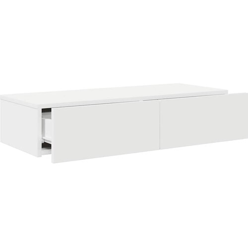  Zidna polica s ladicama bijela 80x33x17 cm izrađeno drvo Slike