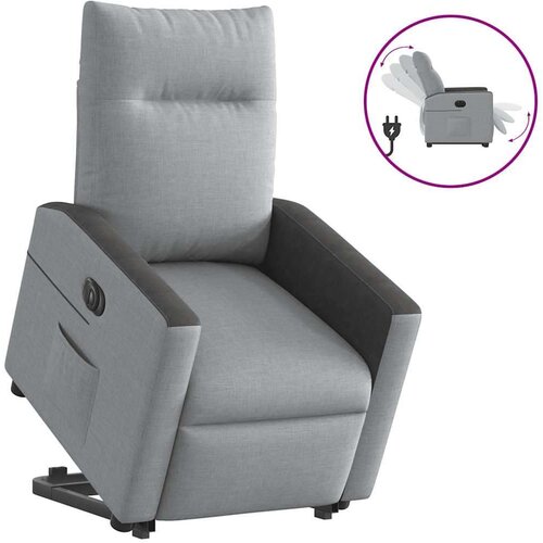 VidaXL Električni naslonjač na podizanje svjetlosivi od tkanine Slike
