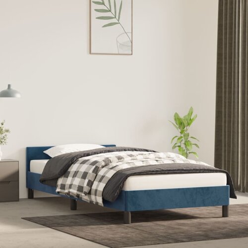 VidaXL Posteljni okvir z vzglavjem temno moder 80x200 cm žamet Slike
