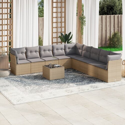  10-dijelni set vrtnih sofa s jastucima bež od poliratana Cijene