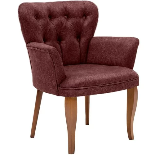 HANAH HOME Paris Walnut Wooden - Claret Red fotelj, (20866189)