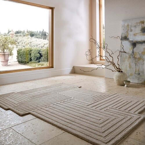 Flair Rugs Bež ročno tkana volnena preproga 160x230 cm Zen Rectangles &amp;ndash; Slike