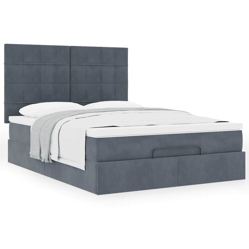 VidaXL Otomanski posteljni okvir z vzmetnicami siv 140x190cm žamet Slike