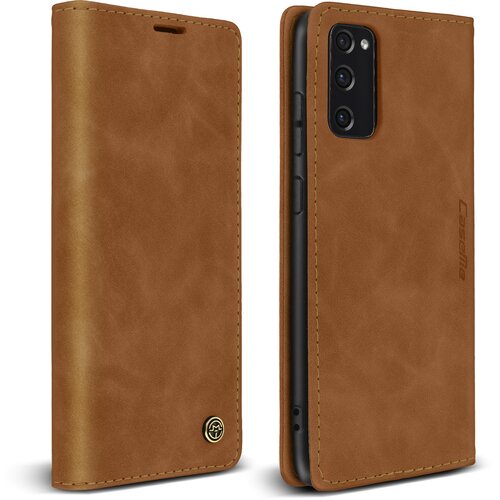 AVIZAR vintage preklopna torbica, denarnica in stojalo za samsung galaxy S20 fe - camel, (20626634) Cene