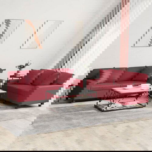 vidaXL Sedežna garnitura z vzglavniki 2-delna vinsko rdeče um. usnje Cene