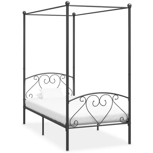  za krevet s nadstrešnicom sivi metalni 90 x 200 cm