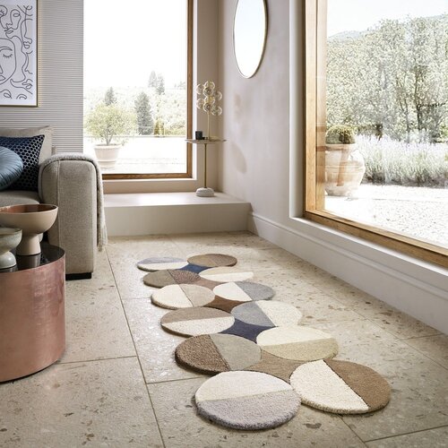 Flair Rugs Sivo-bež ročno tkan volnen tekač 80x230 cm Mia Ellipse &amp;ndash; Slike