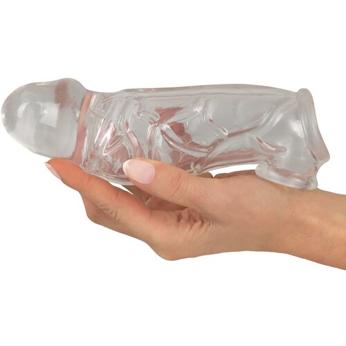 Crystal Penis Sleeve with Extension + Ball Ring Transparent Cene