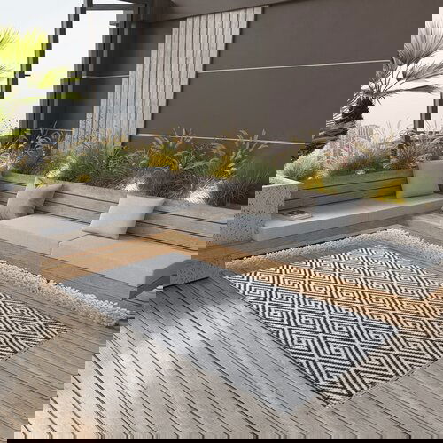 vidaXL Vanjski tepih bijelo-crni 120 x 180 cm PP Cijene
