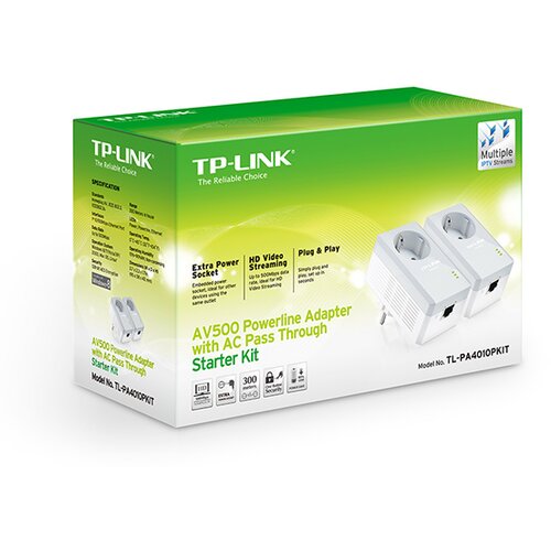 Tp-link TL-PA4010PKIT, powerline adapter with ac pass through starter kit Cene