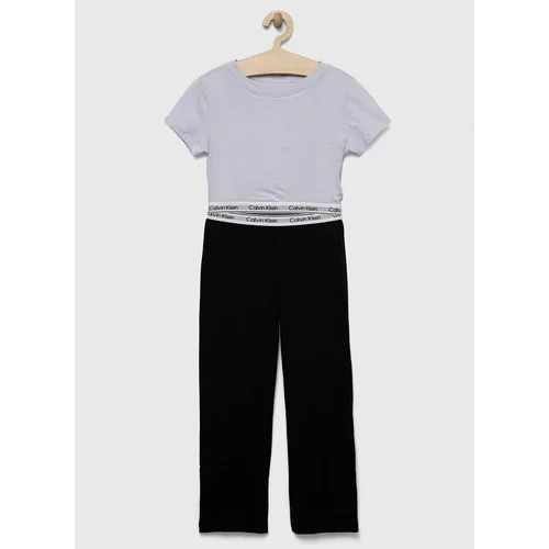 Calvin Klein Underwear Dječja pamučna pidžama boja: ljubičasta, glatka