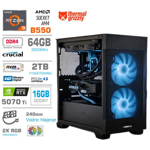MEGA gaming namizni računalnik MT S7X Ryzen 9 5950X/64GB/2TB SSD/RTX 5070 Ti/črna Cene