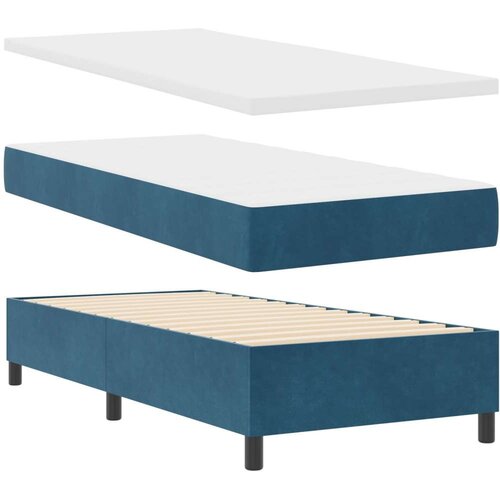  Krevet s oprugom s madracem i klupom tamno plavi 90x190 cm bar&amp;scaron;un Slike