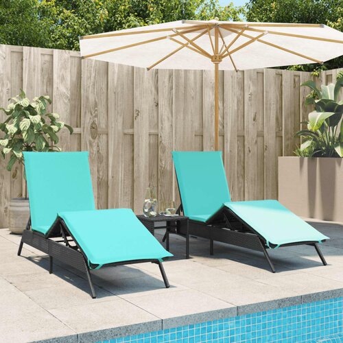 vidaXL ležalniki 2 kosa z mizo Black Poly Rattan (samo za ZDA) Cene