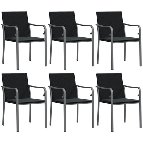 Maison Chic Vrtni stoli - Stol za vrt z blazinami 6 kosov črni 56x59x84 cm poli ratan JS2367, (21876694) Slike