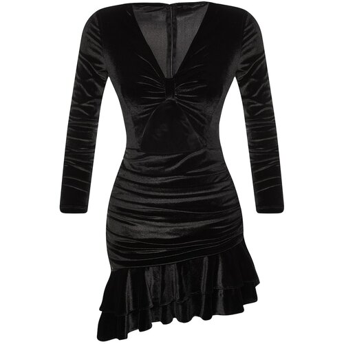 Trendyol Black Velvet Dress Slike