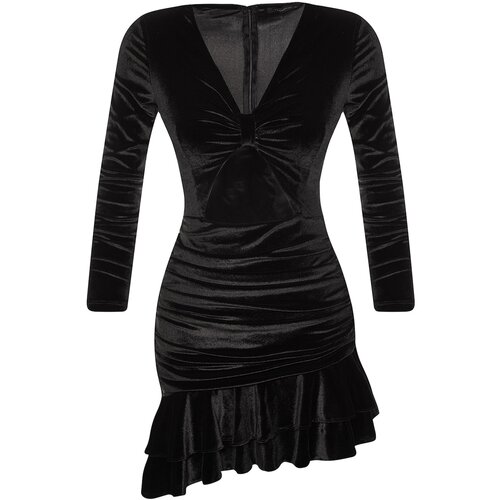 Trendyol Black Velvet Dress Slike